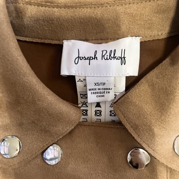 Sz XS JOSEPH RIBKOFF CAMEL FAUX SUEDE JACKET - Picture 5 of 10